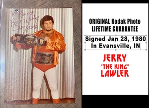 VINTAGE 1980 Signed Jerry The King Lawler Wrestling Photo Southern Belt cwa NWA - Picture 1 of 1