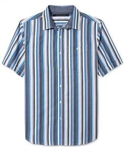 CAMISA NUEVA SEAN JOHN AZUL MULTI RAYAS MANGA CORTA ABOTONADA TALLA S - Imagen 1 de 1