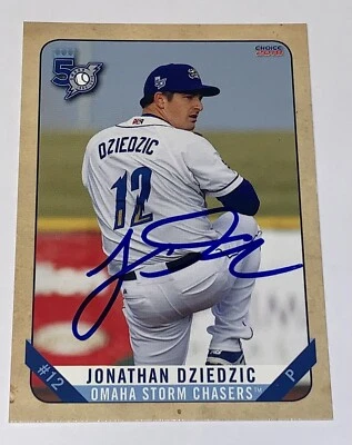 Jonathan Dziedzic SIGNED 2018 Omaha Storm Chasers Team Card KC Royals RC Auto - Image 1 of 2