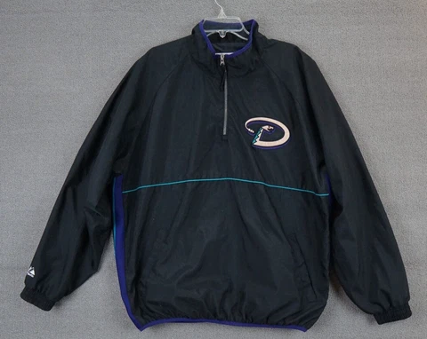 Vintage Arizona Diamondbacks Majestic Pullover 1/2 Zip Jacket Black - Size XL Cover