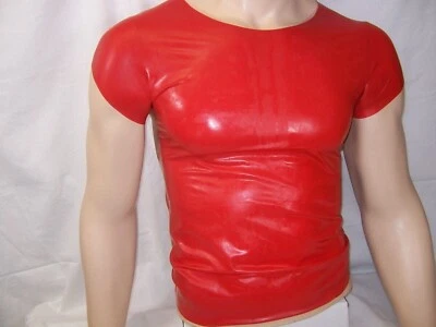 BONDAGE FETISH RUBBER T SHIRT LATEX BDSM RED FISTING PEGGING SWINGING PURE LATEX - Image 1 of 4