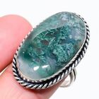 Indian Moss Agate Gemstone 925 Sterling Silver Jewelry Ring Size 9.5 a050