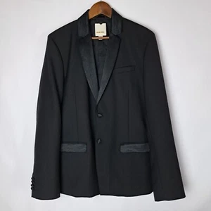 Diesel Sport Coat Mens Large Blazer Jacket Black Polyester Wool Blend 2 Button - Picture 1 of 23