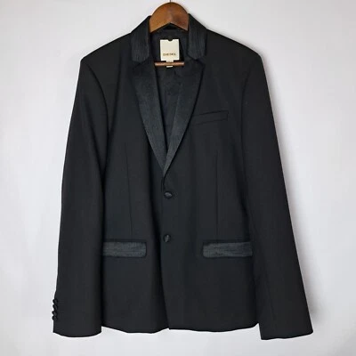 Diesel Sport Coat Mens Large Blazer Jacket Black Polyester Wool Blend 2 Button - Image 1 of 4