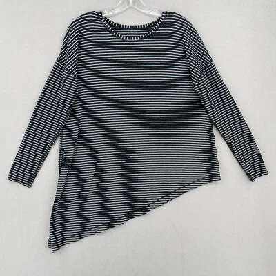 Camisa de manga larga Lululemon To The Point talla 8 negra a rayas corbata lateral de gran tamaño Foto 1 de 4