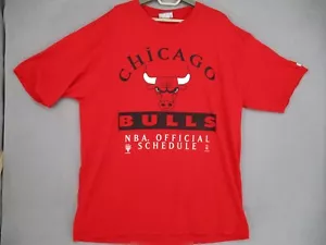 Vintage Chicago Bulls Shirt Mens 2XL Red Lee 90s Michael Jordan Schedule Nutmeg - Picture 1 of 21