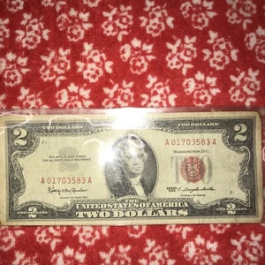 STAR 1963 $2 Dollar Bill Red Seal US Note Great Condition Low Serial Number - Picture 1 of 3