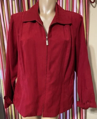 Chaqueta Dressbarn Dk Roja Imitación Gamuza Micro Gamuza Cremallera Completa 18W Caja 1 Foto 1 de 4