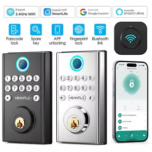 WiFi Smart Door Lock Deadbolt Fingerprint Keyless Entry Digital Keypad Bluetooth - Picture 1 of 25