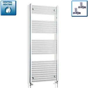 1600 x 550 mm Chrome Heated Towel Rail Radiator Central Heating Flat Straight - Picture 1 of 10