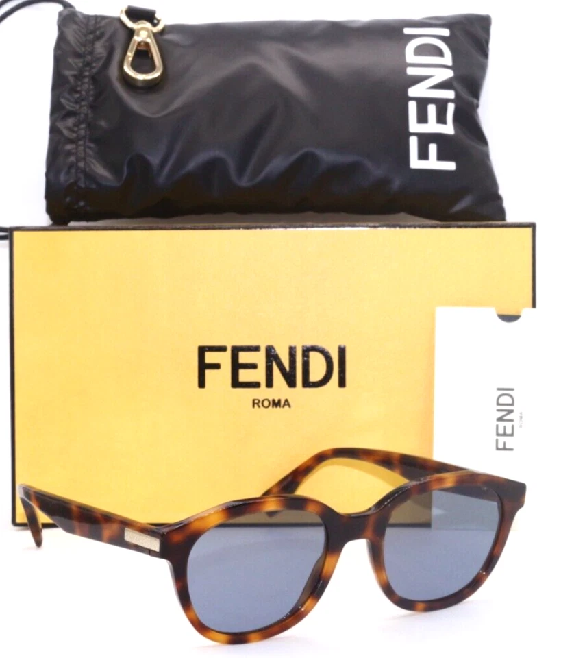 NUEVAS GAFAS DE SOL FENDI FE 40092I 53V REDONDAS RUBIAS HABANA/AZUL LENTES AUTÉNTICAS 52-20 Foto 1 de 4