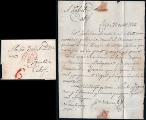 Lérida - Prefilatelia - PE 13R-I - 1843 - Carta a Calaf + porteo "6" - Bild 1 von 1
