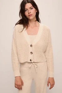 Eberjey Recycled Sweater Cropped Cardigan Gr. S in Hafer - Bild 1 von 5