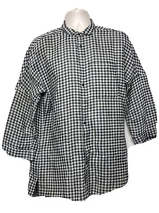 Ch Carolina Herrera Men’s Linen Blend Gray Plaid & Checks Long Sleeve Shirt SZ L - Picture 1 of 11