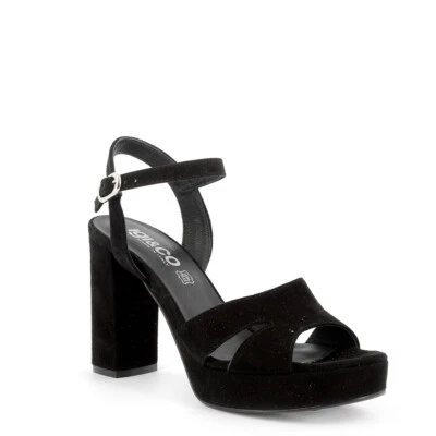 Sandalo con tacco e plateau in scamosciato nero IGI&;CO - Immagine 1 di 2