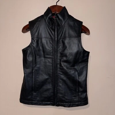 Colebrook & Co. Ropa Exterior Para Mujer Cuero Cuello Alto Chaleco Chaqueta Talla S/CH Foto 1 de 4