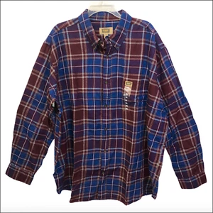 New Men's Foundry Supply Co 2XL Button Front Long Sleeve Flannel Shirt Plaid - Picture 1 of 4