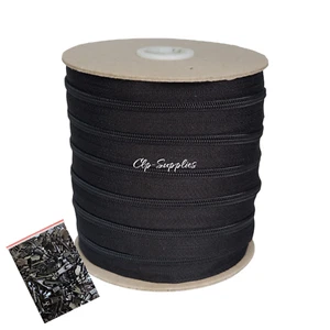 Black No3 Nylon Continuous Zip chain and Auto-lock sliders Upholstery Cushions - Picture 1 of 13