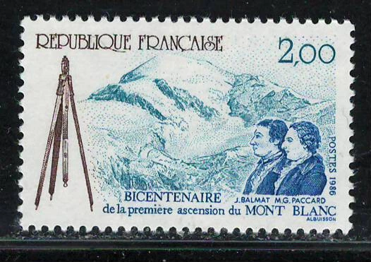 FRANCE 1986 VERY FINE MNH STAMP  SCOTT # 2015  1ST ASCENT OF MT.BLANC - Image 1 of 1