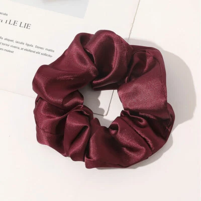 夏季弹性发带缎面丝绸磨砂亮纯色发带 — 第 1/4 张图片