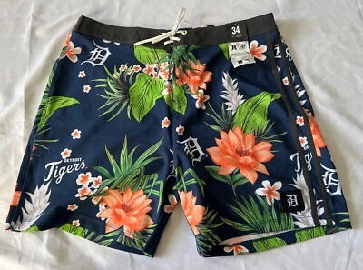 Hurley Phantom x ‘47 Detroit Tigers Board shorts Men's 34" Blue Swim Trunks - Image 1 of 4