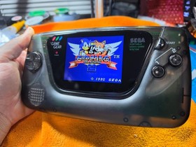 Sega Game Gear Transparent Black w/ Larger LCD Screen, USB-C Recharge, Recapped