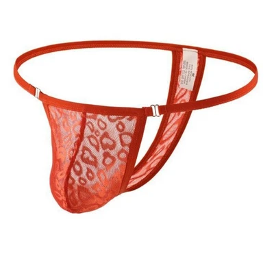 Ropa interior bolsa de encaje bragas transparente cintura baja GString sexy calzoncillos para hombre Foto 1 de 4