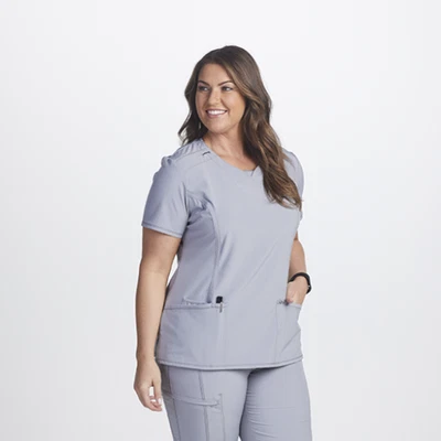 NWT Cherokee Infinity Certainty Technology Gray Scrubs Pullover Top Women's 3XL - Image 1 of 4