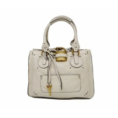Bolso de Mano Chloe Paddington Cuero Marfil con Llave Candado Dorado Foto 1 de 4