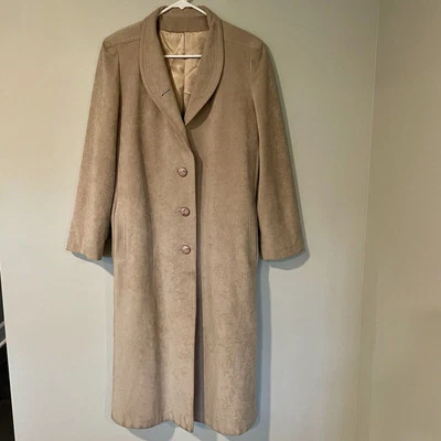 Gabardina Skin Gear vintage de gamuza sin cuero botón tostado pequeña para mujer LEER Foto 1 de 4