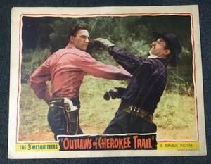 OUTLAWS OF CHEROKEE TRAIL 1941 ORIGINAL 11x14 LOBBY CARD! TOM TYLER B-WESTERN! - Picture 1 of 2