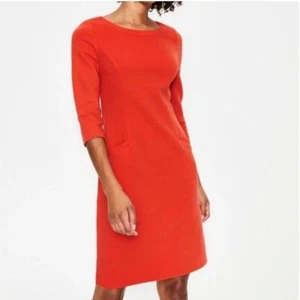 Boden Women's Jasmine Ottoman Dress Orange Sheath Shift Ribbed 3/4 Sleeve Size 6 - Picture 1 of 10