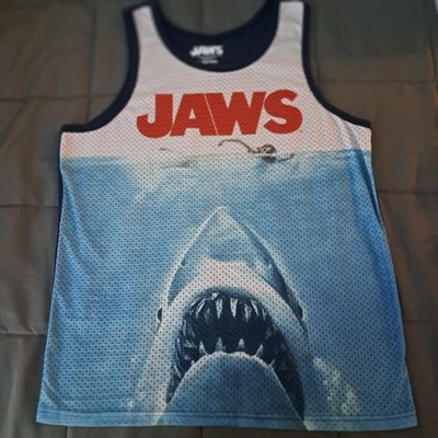 Jaws Movie Shark Tank Top Allover Print Mesh Men’s Large Pre Owned - Image 1 of 4