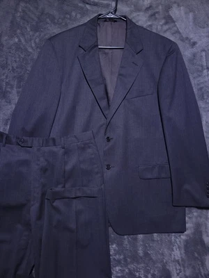 Pronto Uomo Firenze Suit 44R 35x30 Mens 2pc Charcoal Gray Lessona Wool Italy EUC - Image 1 of 4