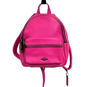 COACH x Keith Haring Mini Backpack Pebble Leather FUSCHIA F11769 RARE Excellent - Picture 1 of 12