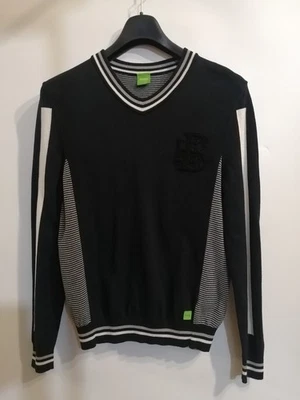 Suéter Pullover Hugo Boss Para Hombre Algodón Negro Blanco Talla S Foto 1 de 4