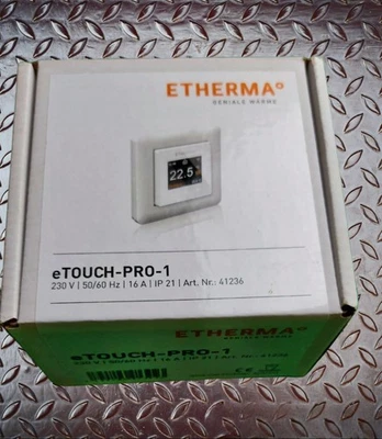 Etherma eTOUCH-PRO-1-W Smart-Thermostat mit Wi-Fi und App-Steuerung, 5-40°C, 16A - Bild 1 von 2