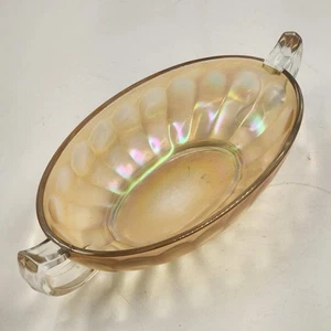 Jeannette Iridiscente Carnaval Vidrio Caléndula Cuenco Doble Mango Transparente Grande 10.5" - Imagen 1 de 11