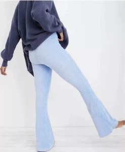Pantaloni svasati Aerie Groove-on in velluto vita alta blu chiaro medio leone taglia XL - Foto 1 di 8