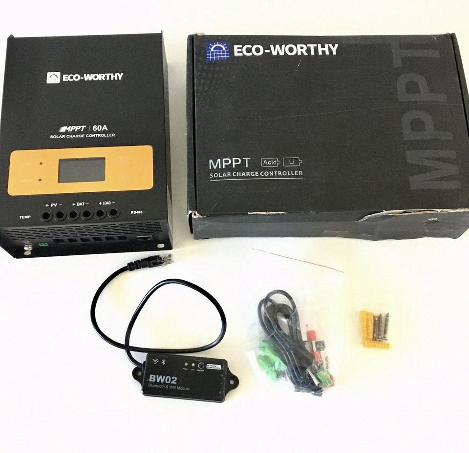ECO-WORTHY 60A MPPT Solar Charge Controller Bluetooth, 12/24/36/48V Solar Panel - Image 1 of 4