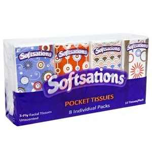 3-Ply Pocket Facial Tissues | Pack of 8 Household Essentials, 8 Pieces - Picture 1 of 1