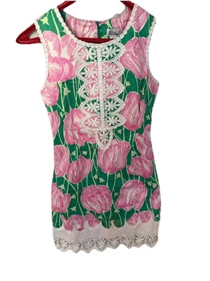 Vestido Lilly Pulitzer Sin Mangas Floral Tropical Chic Bordado, Talla 2 Foto 1 de 4