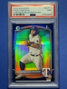2025 Bowman Chrome Prospects Cody Freeman #BCP-112 Blue Reptilian 145/150 PSA 9 - Foto 1 di 2