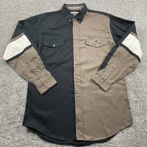 Cumberland Outfitters Shirt Men L Button Black Brown Color Bock Western Aztec - Picture 1 of 18