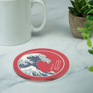 Japanese Style Coasters Printed Acrylic Drinks Coaster Novelty Great Wave Gift - Picture 1 of 12