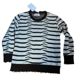 Free People Sandrine Rose Small Zebra Cashmere Wool Sweater Oversized Raw NWT - Picture 1 of 3