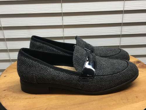 Scarpe Clarks Collection donna 8 5 M Trish rosa grigio tweed mocassino slip on