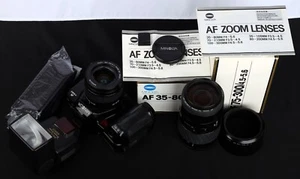 Minolta Alpha 7700i QD 35mm Film AF SLR + AF 35-80mm, 75-300mm Lens & 4000AF Kit - Picture 1 of 13