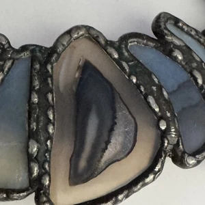Vintage Gürtelschnalle Geode Buntglas Quarz Kristall Kunst signiert OOAK - Bild 1 von 8