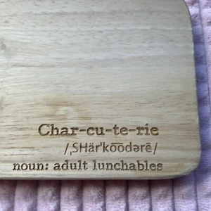 ENGRAVED Charcuterie Wooden Cutting Board Charcuterie NOUN: ADULT LUNCHABLE NEW - Picture 1 of 4